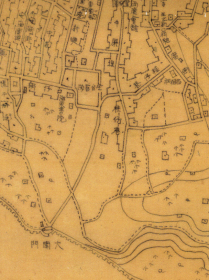 古地图1896年  台湾-台南府迅速测图。纸本大小80.96*100.9厘米，宣纸印刷品