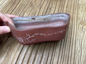蝶型紫砂水仙盆 最宽处18cm、高4cm