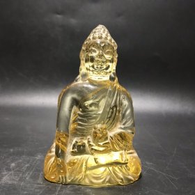 旧藏：老水晶释迦牟尼佛像摆件，胎体莹润，做工精致，品相完好 规格：高10.5cm，宽6.8cm