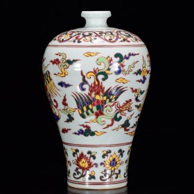 明宣德年五彩凤纹梅瓶30*18m