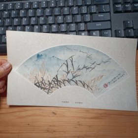 芦塘雁阵：20开散页扇面画一张