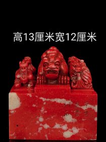 鸡血四大神兽，藕粉地，温润晶莹，色泽典雅，质地纯净，简约中透出精巧华丽，总重2.56公斤