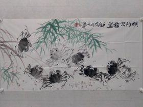 保真书画，著名画家王亚飞老师四尺整纸《横行不霸道》国画一幅70×138cm软片