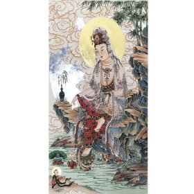 手绘岩彩贴金佛像画