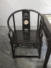 紫檀镶云石茶桌六件套