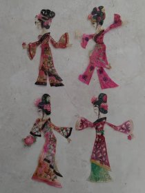 【四大美人】 历史人物皮影，即西施、王昭君、貂蝉、杨玉环。“其材质：驴皮，全品完整，实拍如图！