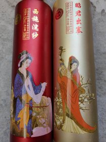 酒瓶一对西施浣纱昭君出塞（尺寸以图片尺寸为准，请买家自鉴商品的年代及材质和名称售后不退）（村里停水了有点脏谁买谁擦了）