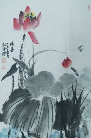 赵绍荣，江苏著名画家。花鸟一幅68x45纸本软片，保真包退。