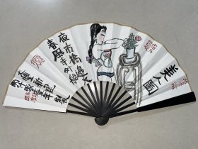 朱新建～国画折扇作品 【尺寸】60/33cm 【材质】成品折扇