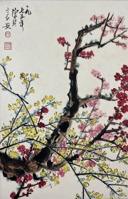 A12. 精品国画立轴，康巽1975年画《烂漫山花》。