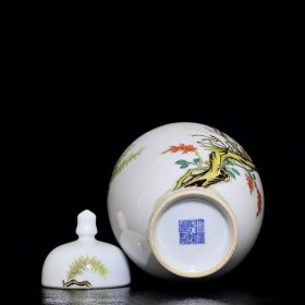 清乾隆粉彩虫草纹罐 24.5/13厘米