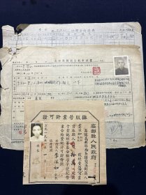 51年 高邮县摊贩登记申请书 摊贩营业许可证 3页