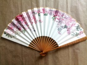 纯手绘八寸紫藤瘦金体折扇一把01