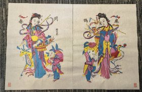 杨家埠年画《鹿鹤同春》