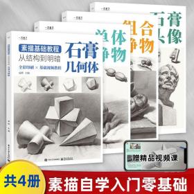 素描基础教程从入门到精通4册 几何静物  素描 石膏 印刷佳