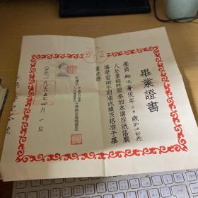 1954年 天津市中苏友好协会人民广播电台合办俄语广播讲座 毕业证书