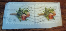 贴2017年美国邮票问候玫瑰花剪片1张 外国邮票（零售邮票满十件包邮）