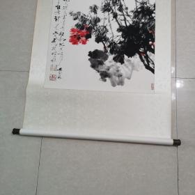 苏州著名书画家一一谭以文，精品花卉立轴133x69㎝ 全新精装裱，真迹，保真。