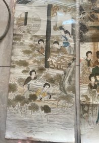 清末，美女四条屏月份牌，上海洋行广告画，海派画，烟标画，每幅尺寸72*21.5厘米，吴泳、明甫氏丙午年（1906年）擬七芗（改绮）先生画。