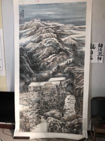 山村瑞雪图，实力山水画家 赵传峰 八尺整张画芯120×240厘米，手工托片，品相完好，卷筒发货，可直接入框