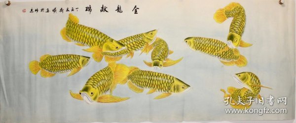 【金龙献瑞】 王老师小六尺精品工笔金龙鱼
