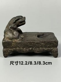 旧藏【瑞兽 青石四足砚台】全品完整，实拍如图！