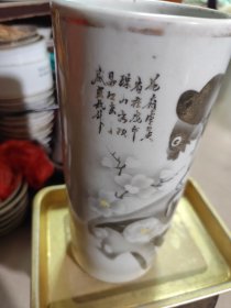 779.民国景德镇花鸟梅雀帽筒。