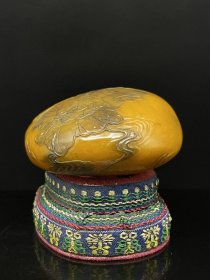 收藏寿山石田黄级乌鸦皮田黄石摆件印章