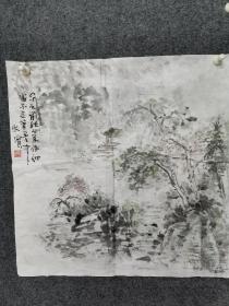 南京著名书画家，董欣宾山水画作品a1