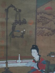 绢本立轴人物画一副