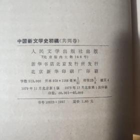 中国新文学史初稿(上下册)