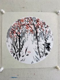 林泉书画作品 卡纸作品水墨画