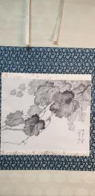 F 152号  日本著名文人画大家 （松林桂月）1940年以后的精品《水墨葡萄》  装裱精美！标注为画心尺寸！日本私人藏品！