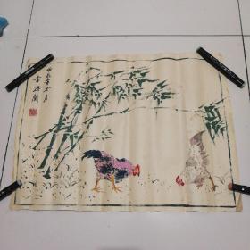 大约七八十年代户县著名农民画家李凤兰作品《公鸡》一件保真54×40厘米，品佳祥见图