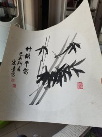 2幅天津美协会员杨宏远花卉斗方《梅香如故》《竹报平安》二幅大斗方已装裱