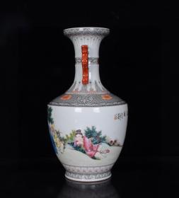 清德福堂制款粉彩八仙人物故事纹双耳瓶  33.5x18.5
