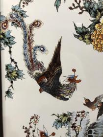 富贵祥和瓷板画 粉彩花鸟盛世中堂挂屏