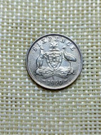 澳大利亚6便士银币 1940年乔治六世 2.83克高银 全新带光 dyz0054