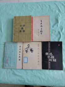 5本低价合售：文学名言录，鲁迅小说艺术札记（孙中田），鲁迅名篇析（邱文治，陕西人民出版社），鲁迅散文选讲（吉林人民出版社），王若飞在狱中（杨植霖，曹明甫等）。