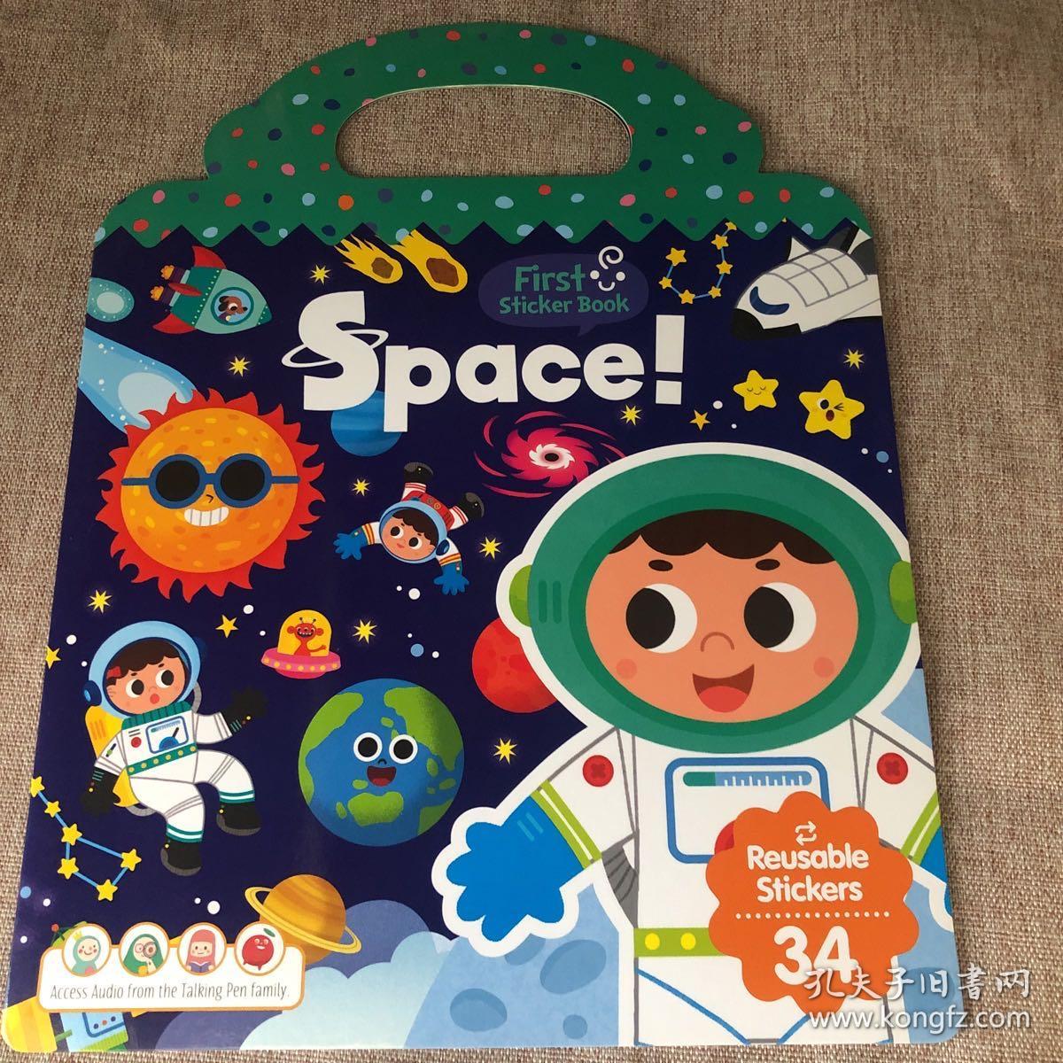 First Sticker Book-Space 原版进口手提果冻儿童贴纸书可反复 宝宝初学单词趣味认知