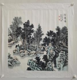 h.520 徐颖，《清镜塘》该作品零九年创作保真手绘。上海画家。中国美术家“江山行”画家组主持画家，！品相好，画芯尺寸为70x70