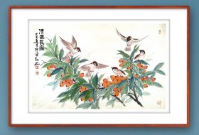 清风晨露图 46×69厘米，宣纸软片未裱，装框图为效果图。 张谦原名张勇，字文进，号天东人，又号游心堂主。张宝珠先生入室弟子，早年随王炳龙老师学习花鸟。现为中国美术家协会会员，山东省美术家协会会员，山东画院画师，中国画创作研究院院聘画家，肥城市第九届十届政协委员。1968年生于山东肥城。2014年考入北京大学艺术学院中国画方向研究生班，就读于范扬工作室