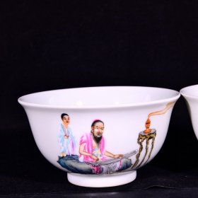 大清雍正年制粉彩珐琅彩高士图听琴图知音宫式碗 高5.8径11.2厘米2