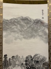 【小室翠雲】 古笔山水图，

1874 - 1945（明治七~昭和二十）72歲。本名 貞次郎，號翠雲、長興山人、長興山莊、徵人、佳麗庵、環 堵畫屋、古夢廬。群馬縣館林市生人。16歲受業田崎草 雲。其人物、花卉、山水俱佳，作品《梅花 雙喜圖》在1902年日本美術協會展上獲一等獎,《山海 圖》、《寒林幽居》分別獲第4、7次文部省美術展二等 獎，獲三等獎作品：《青山白雲》、《雪中山水》、《四時佳 興》等