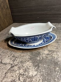 80年代，缠枝青花鸡汁船一只y