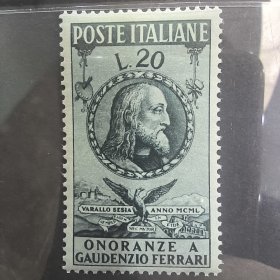 LD107意大利邮票1950年7月1日G·费拉里（意大利文艺复兴时期画家）《圣凯瑟琳殉难》局部，由贝尔纳迪诺·拉尼诺（1512 - 1583年）绘制的壁画 外国邮票 新 1全
