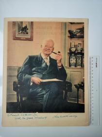 曾在中国发迹的美国总统  胡佛 Herbert Hoover 亲笔签名照 超大尺幅