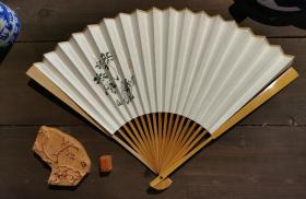 木刻｜《十竹斋》折扇，传统古法木刻套色，95寸玉竹16方