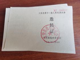 文登县第十一届人民代表大会选民证 111张合售 未使用 1987年1月10日