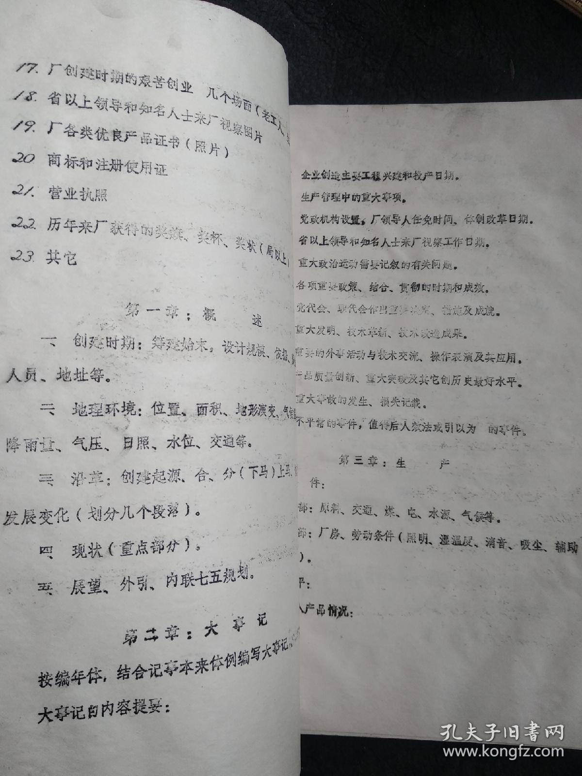 黄石市第二床单厂厂志篇目意见稿(1951--1985)